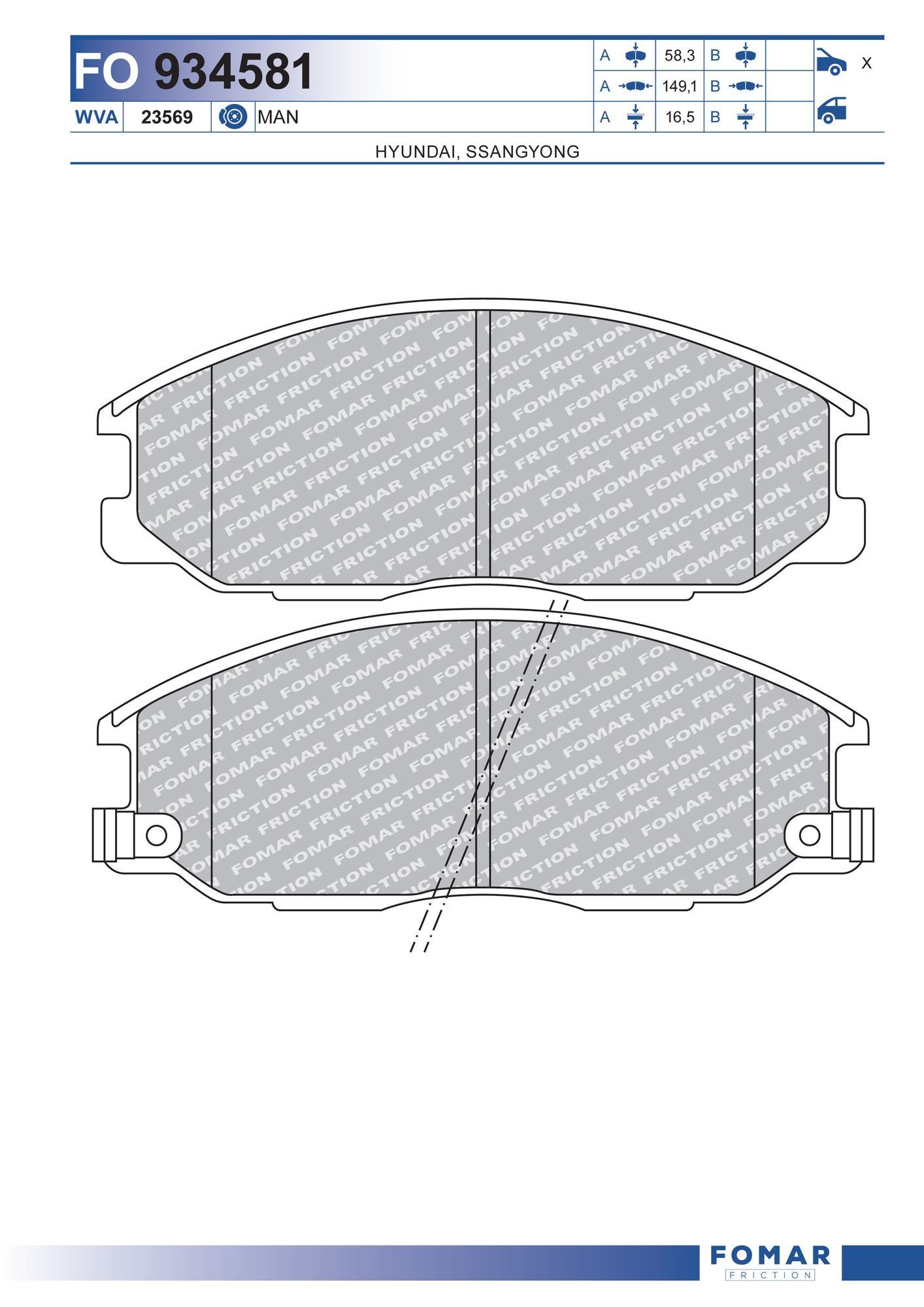 FOMAR Friction FO 934581: Piduriklotsid