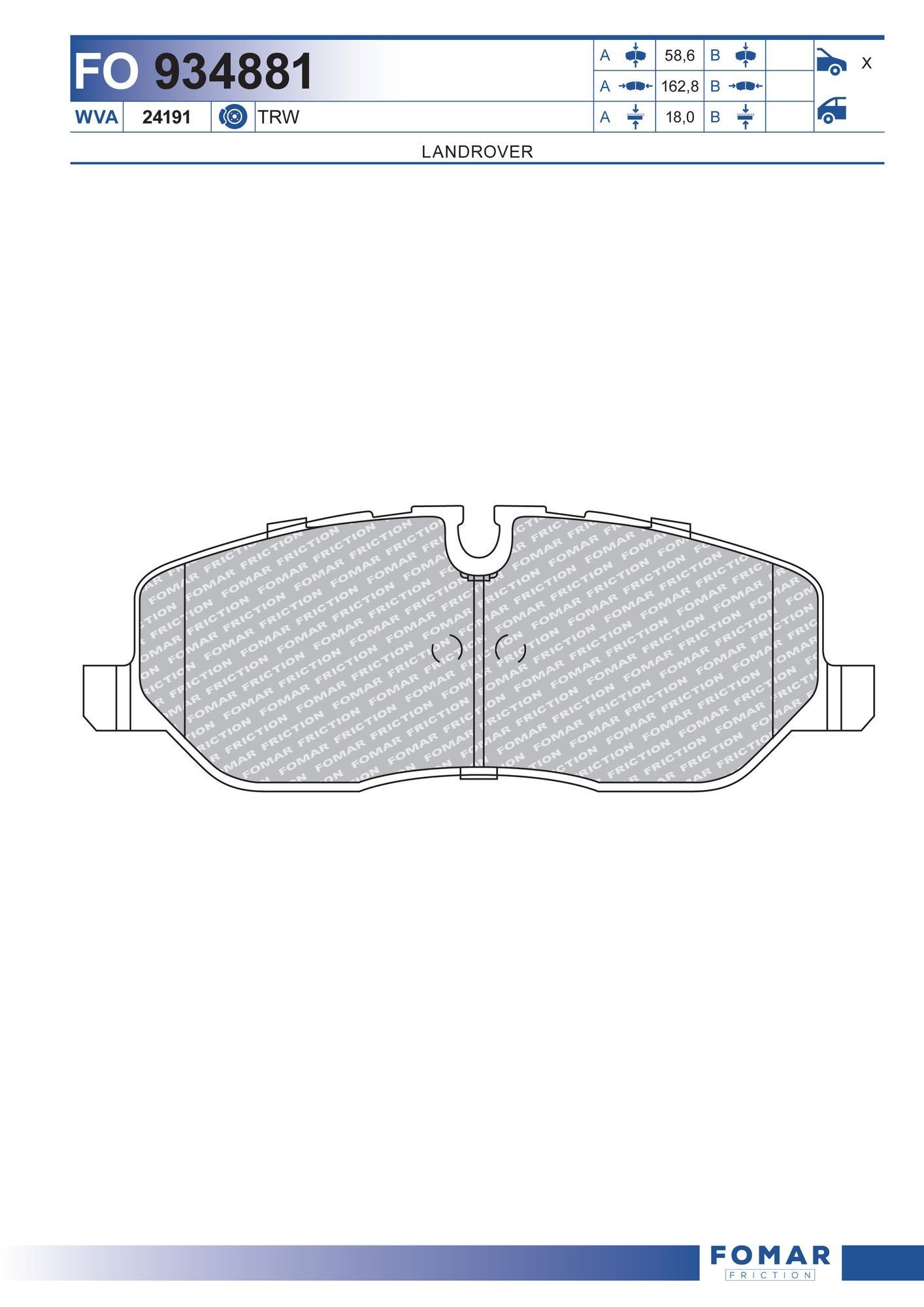 FOMAR Friction FO 934881: Piduriklotsid