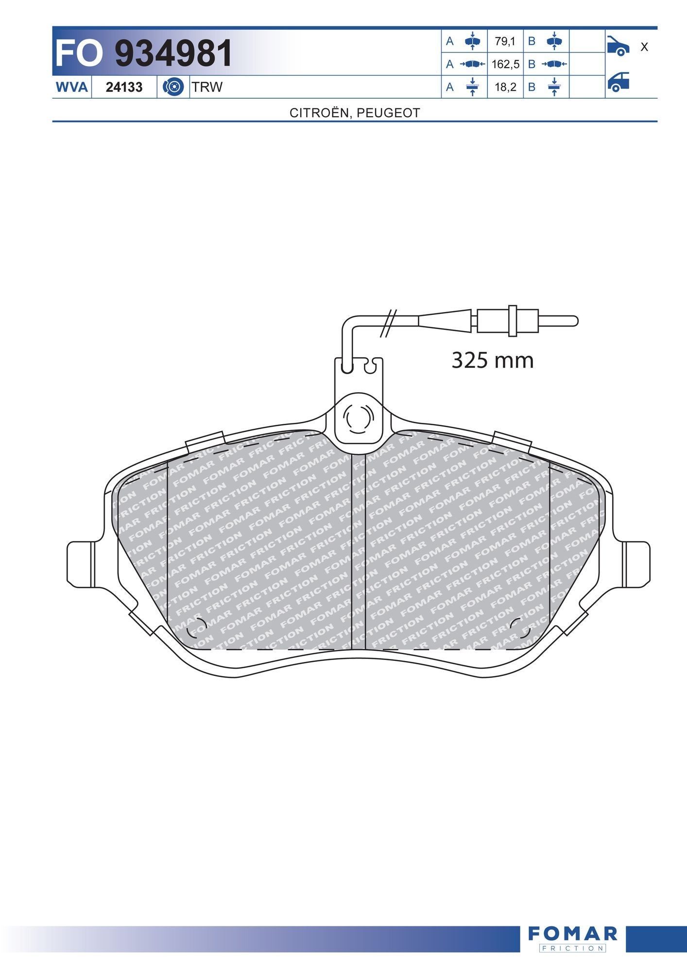 FOMAR Friction FO 934981: Piduriklotsid