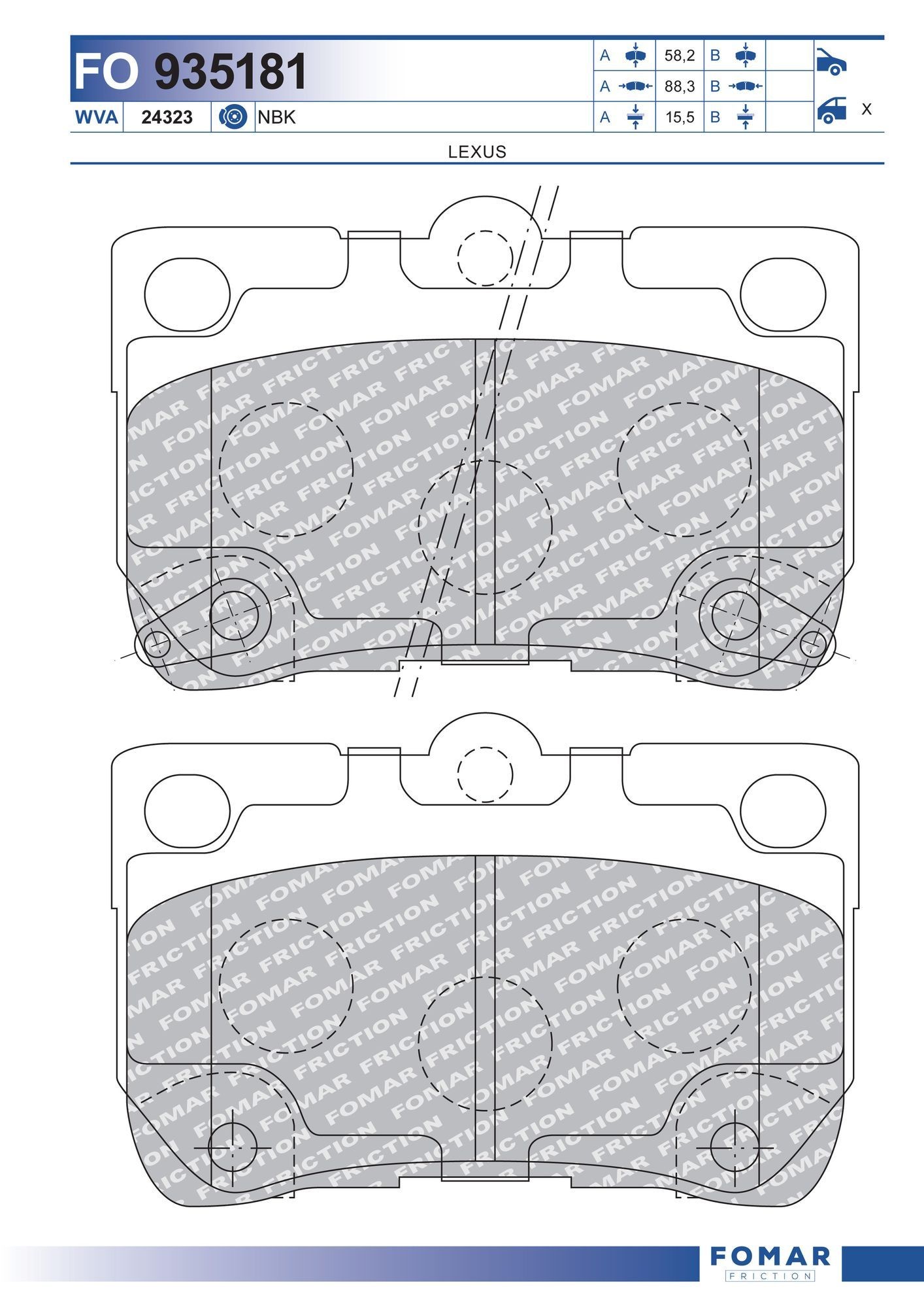 FOMAR Friction FO 935181: Piduriklotsid