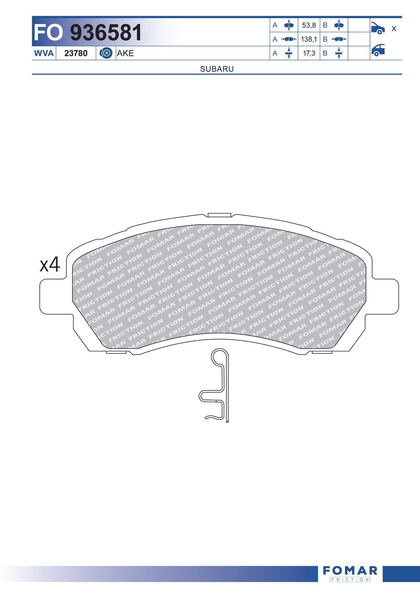 FOMAR Friction FO 936581: Piduriklotsid
