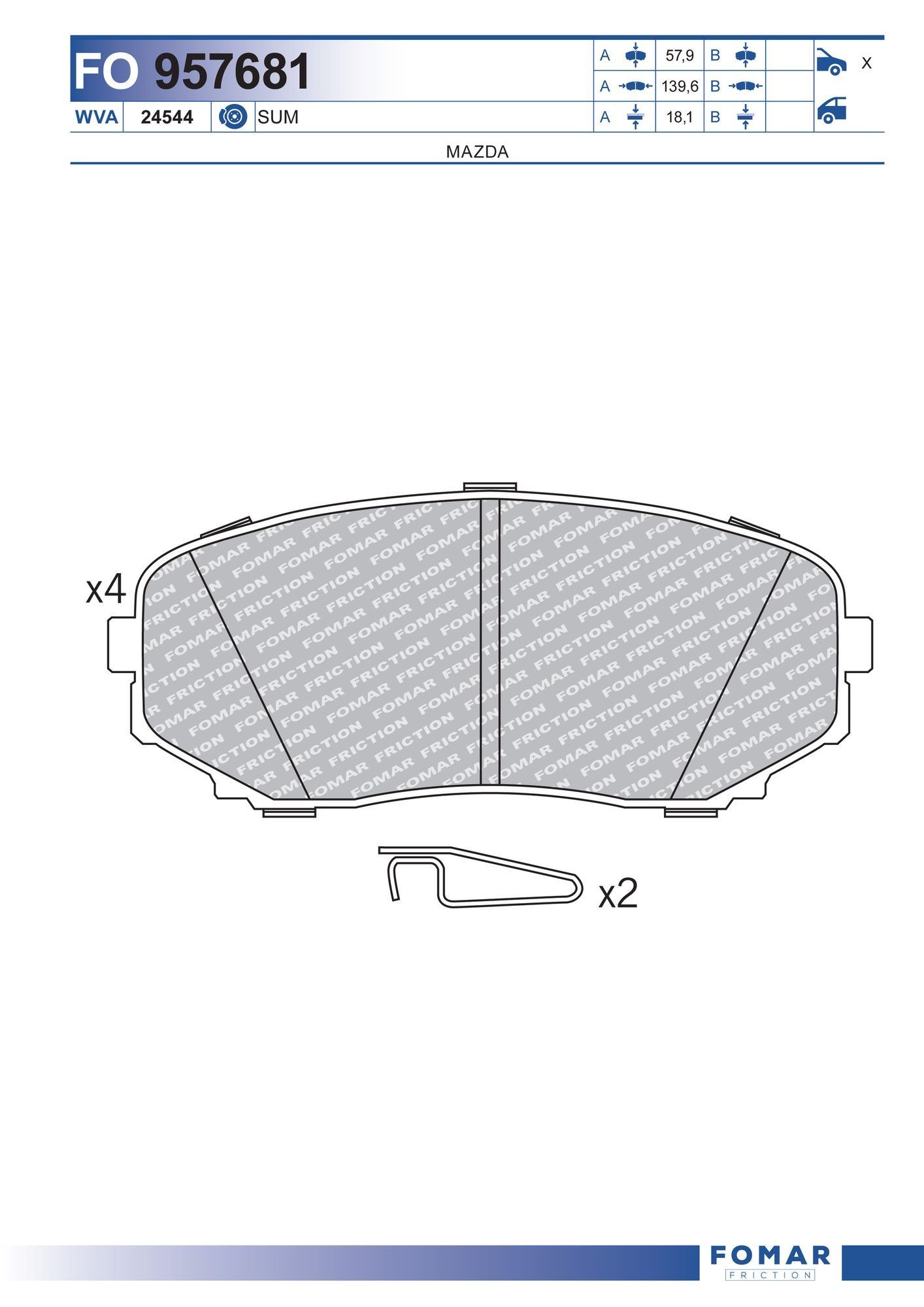 FOMAR Friction FO 957681: Piduriklotsid