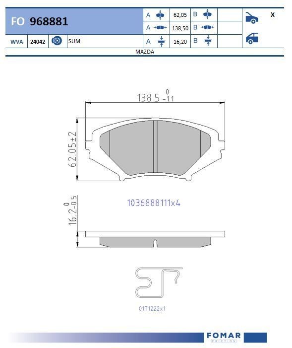 FOMAR Friction FO 968881: Piduriklotsid