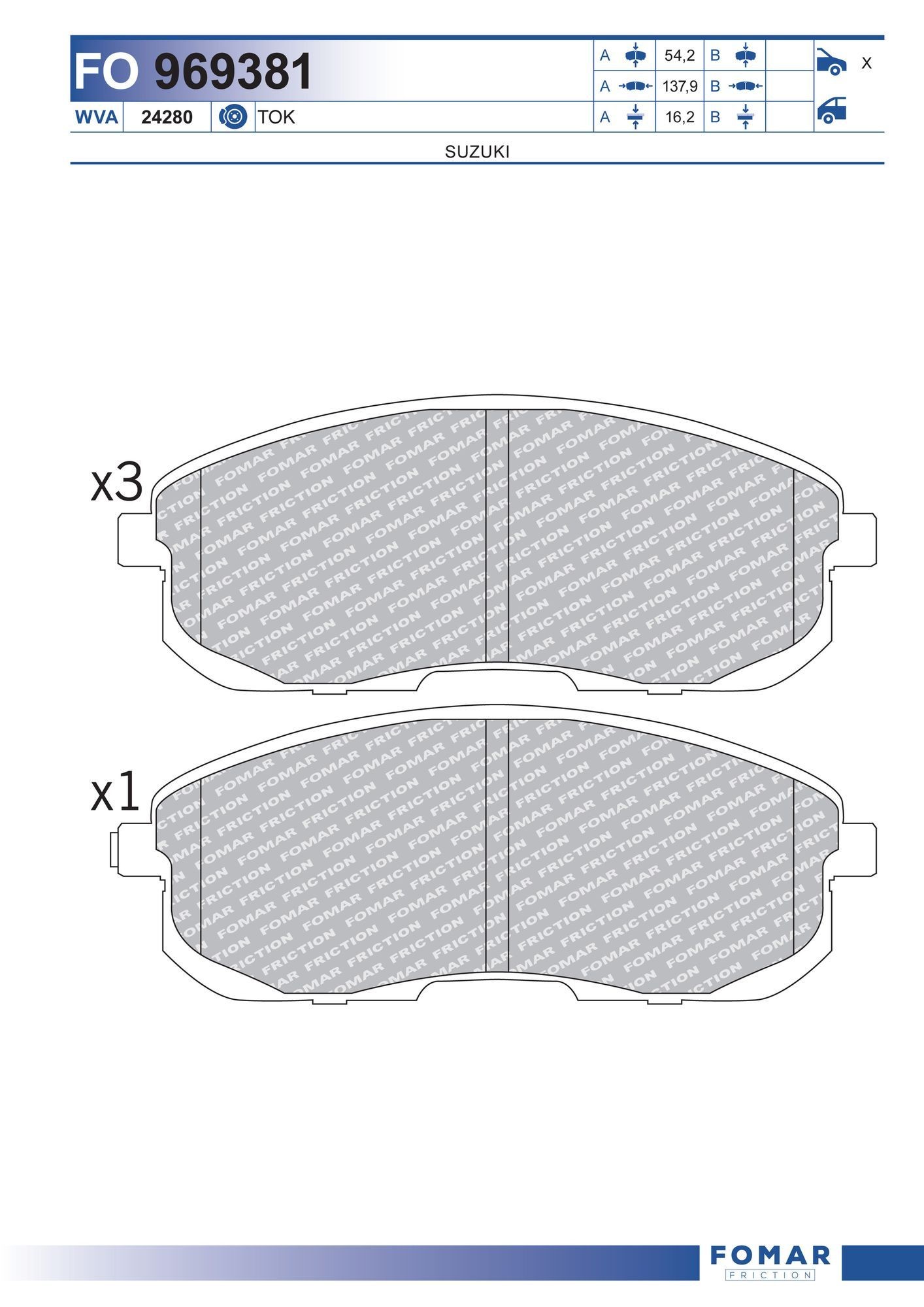 FOMAR Friction FO 969381: Piduriklotsid