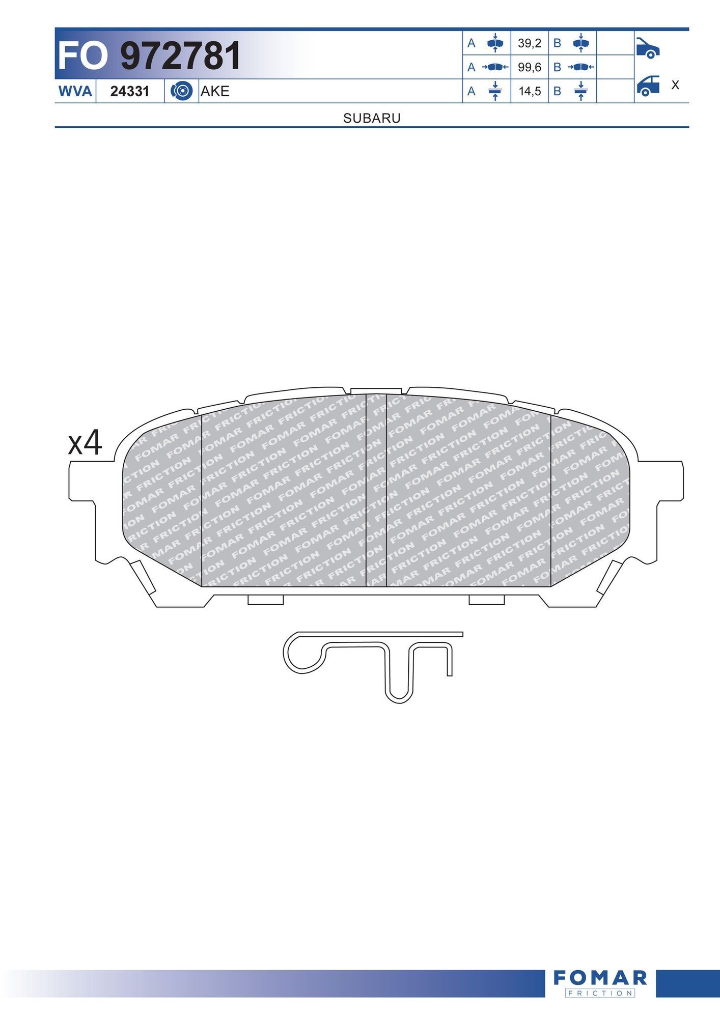 FOMAR Friction FO 972781: Piduriklotsid