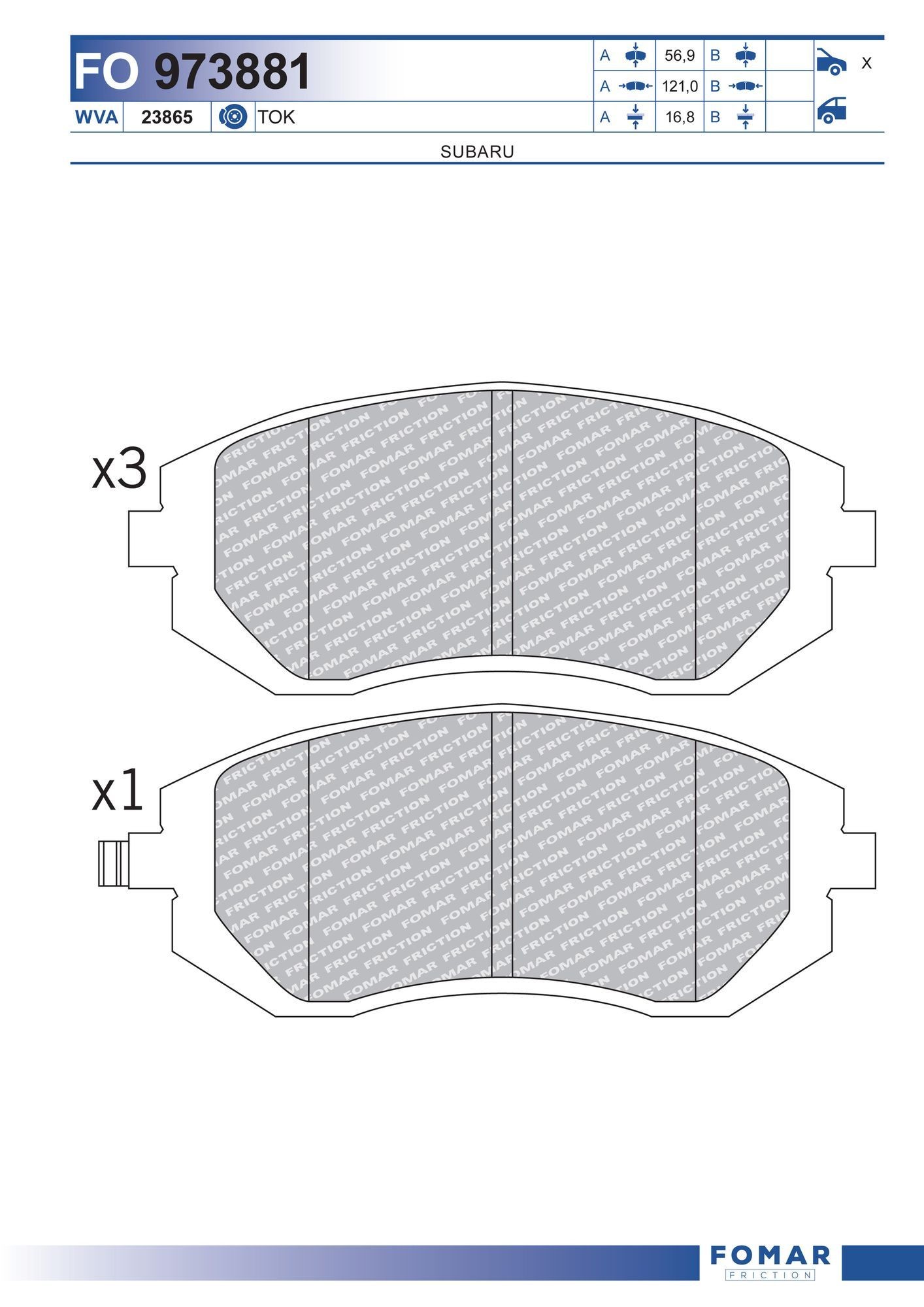 FOMAR Friction FO 973881: Piduriklotsid