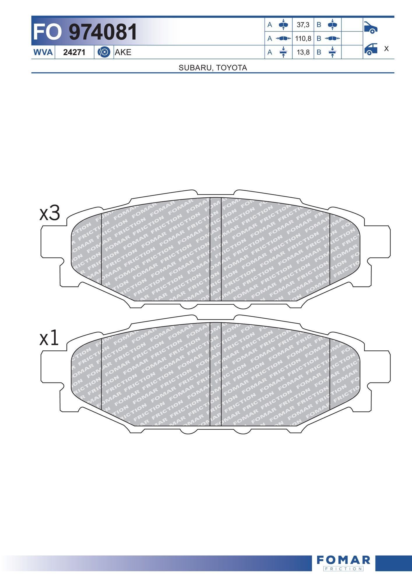 FOMAR Friction FO 974081: Piduriklotsid