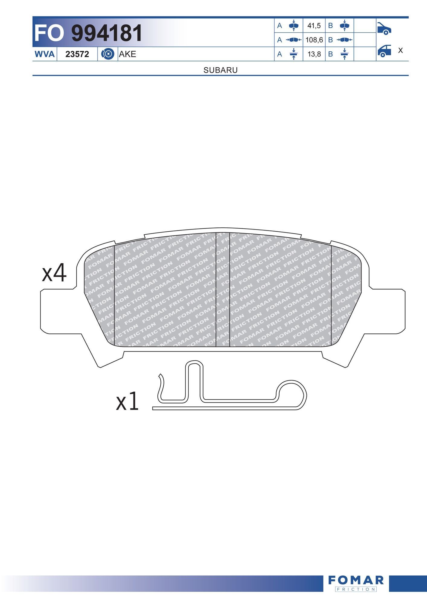 FOMAR Friction FO 994181: Piduriklotsid