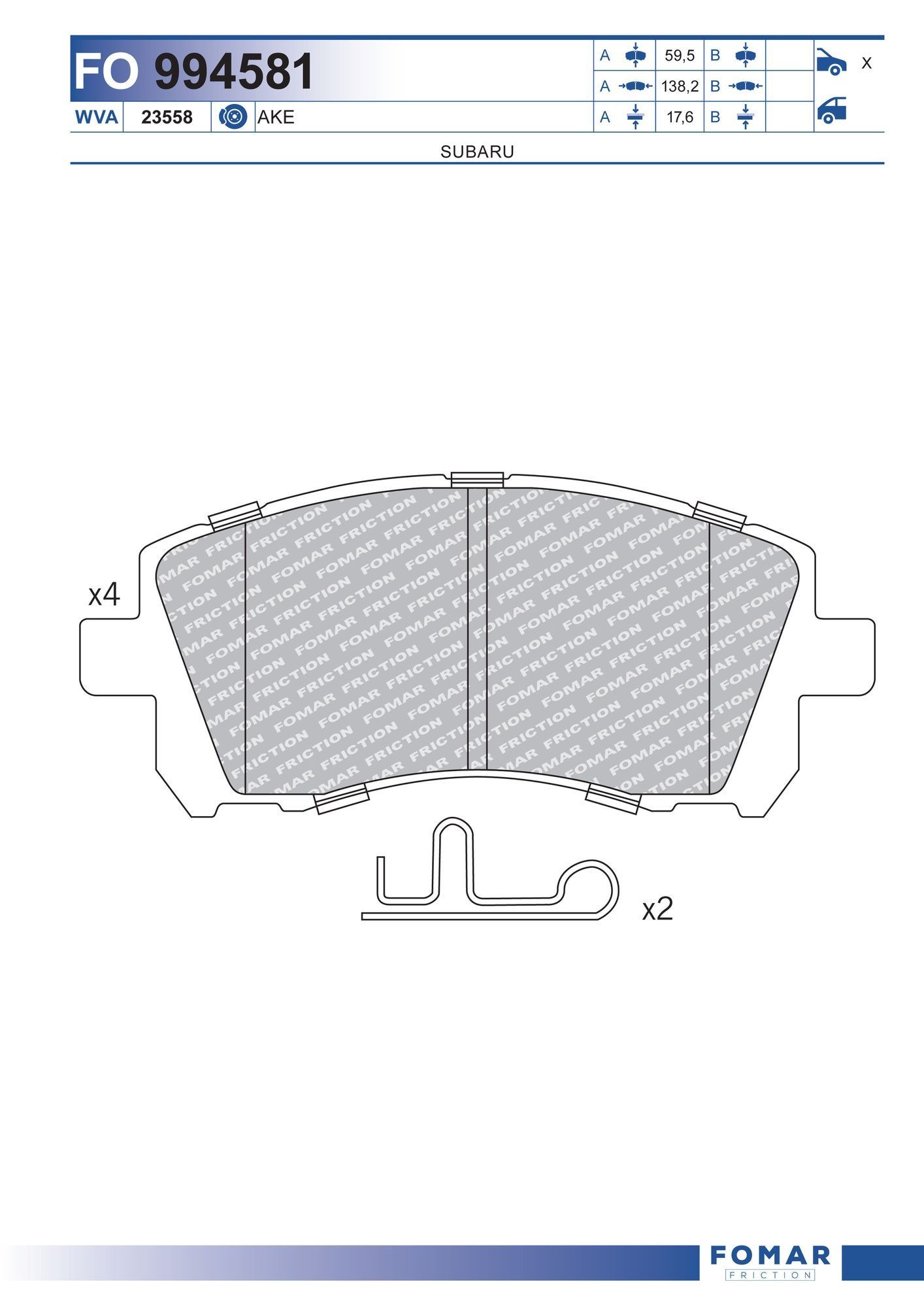 FOMAR Friction FO 994581: Piduriklotsid