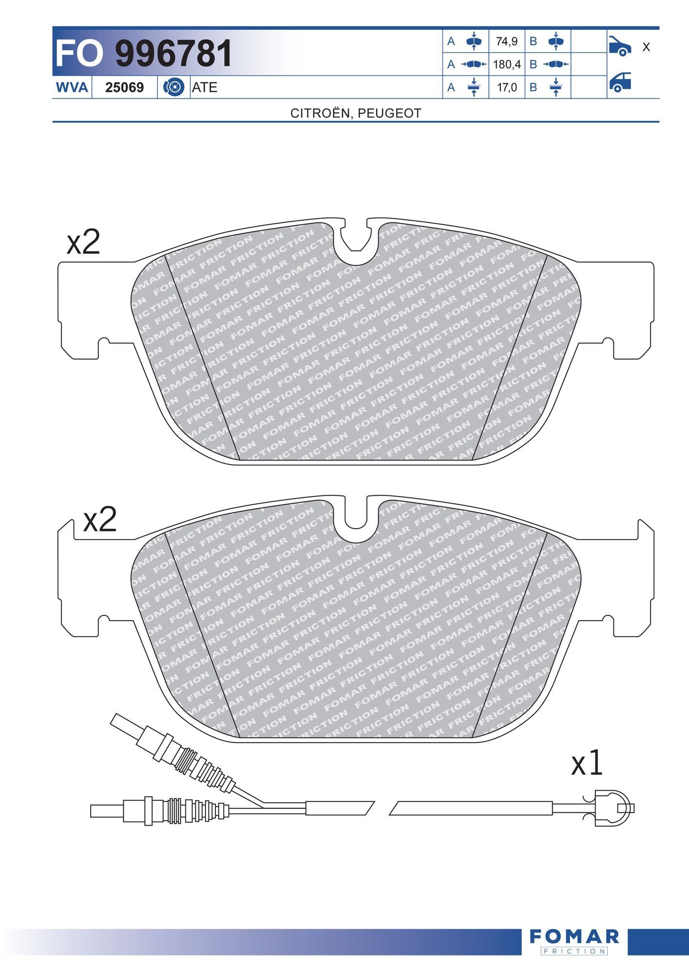 FOMAR Friction FO 996781: Piduriklotsid