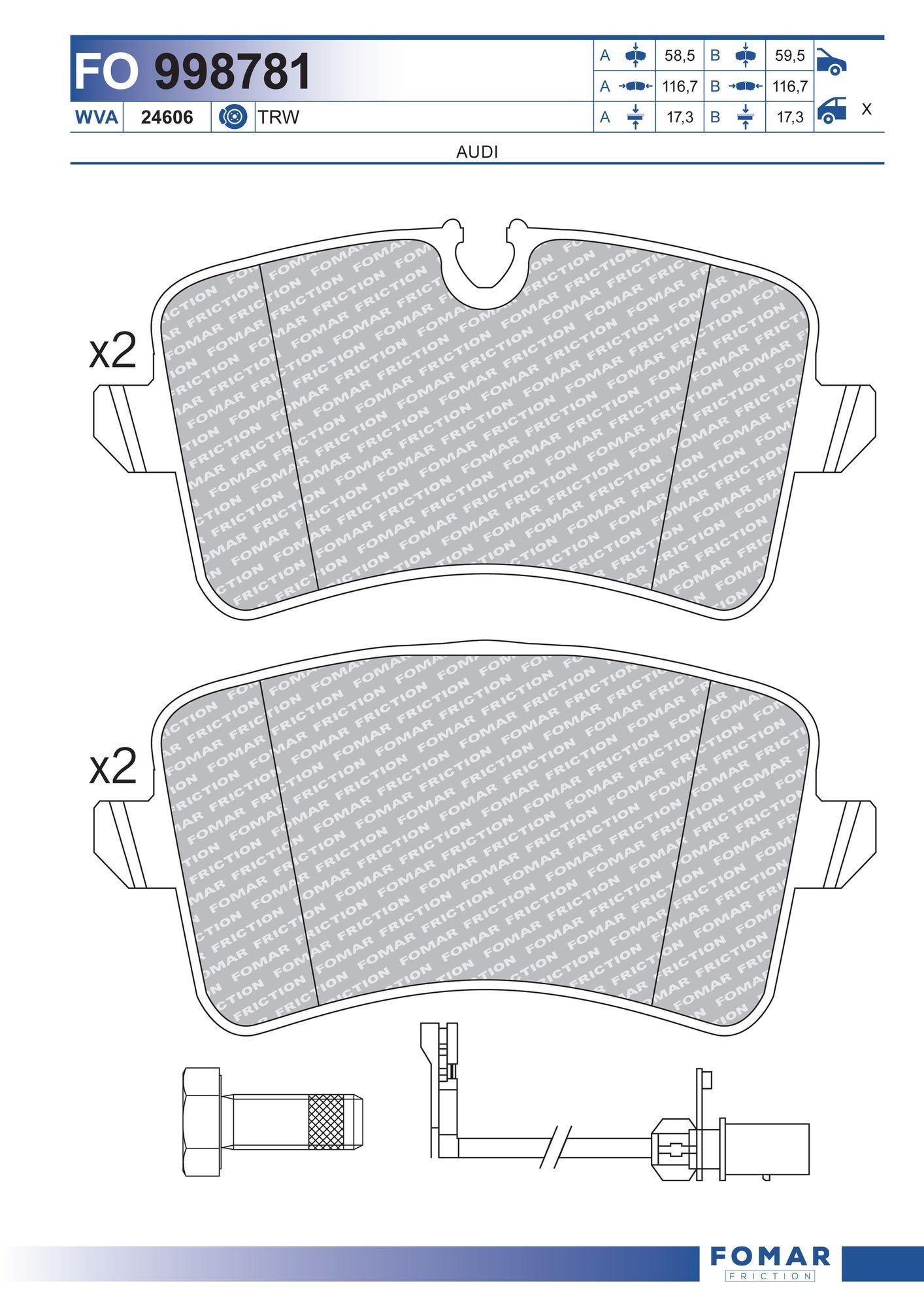 FOMAR Friction FO 998781: Bremseklodser