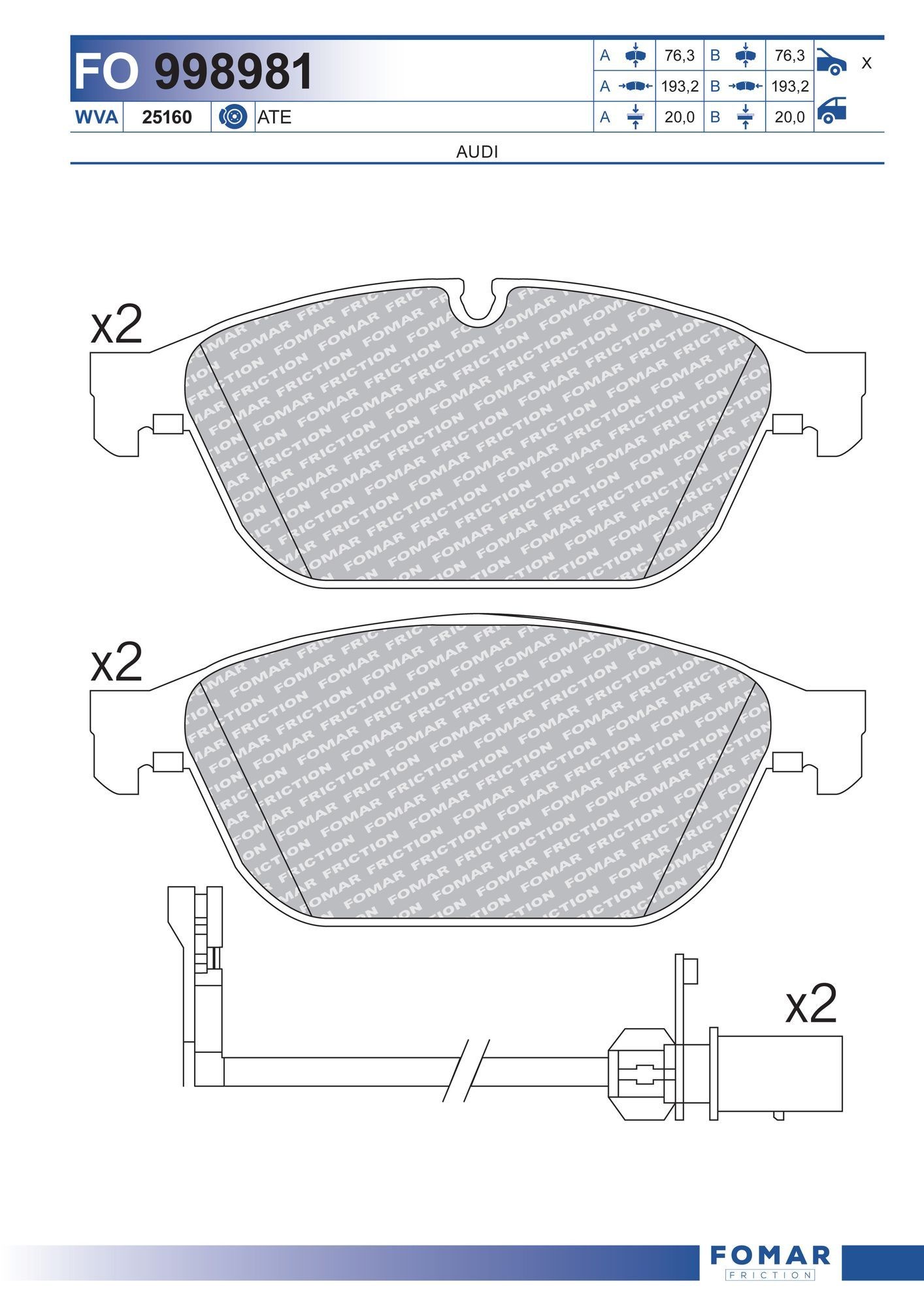 FOMAR Friction FO 998981: Piduriklotsid