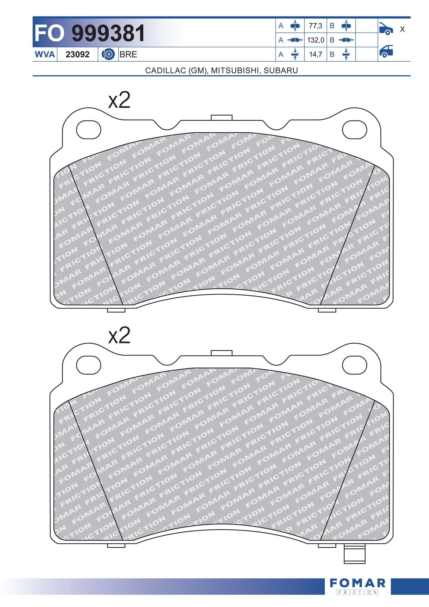 FOMAR Friction FO 999381: Bremseklodser
