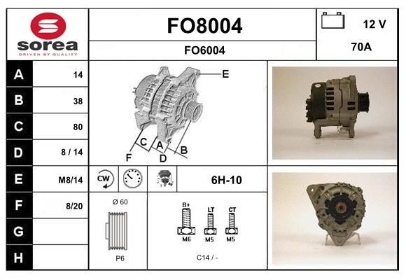 SNRA FO8004: Alternator 70A, cu regulator integrat