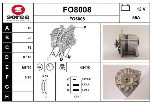 SNRA FO8008: Alternator 55A, cu regulator integrat
