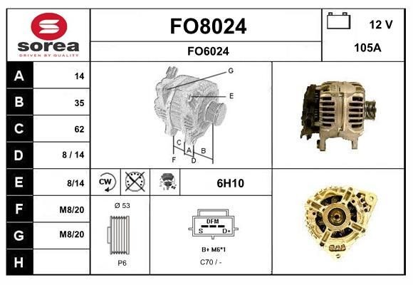 SNRA FO8024: Alternator 105A, cu regulator integrat