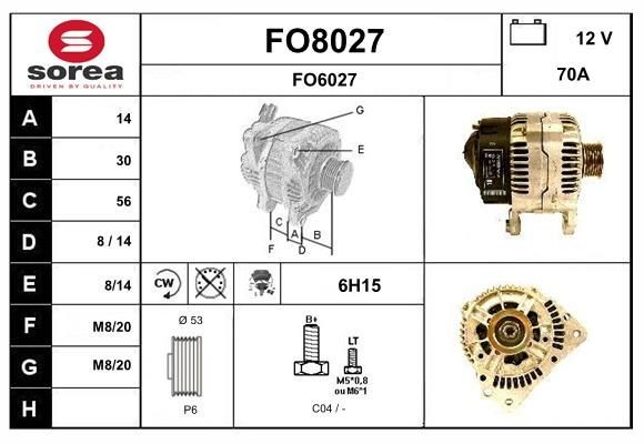 SNRA FO8027: Alternator 70A, cu regulator integrat