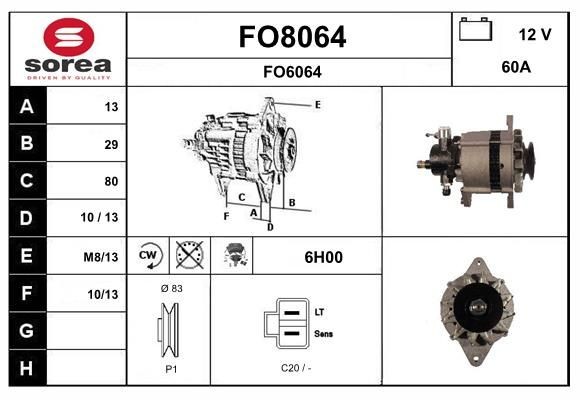 SNRA FO8064: Alternator 60A, cu regulator integrat