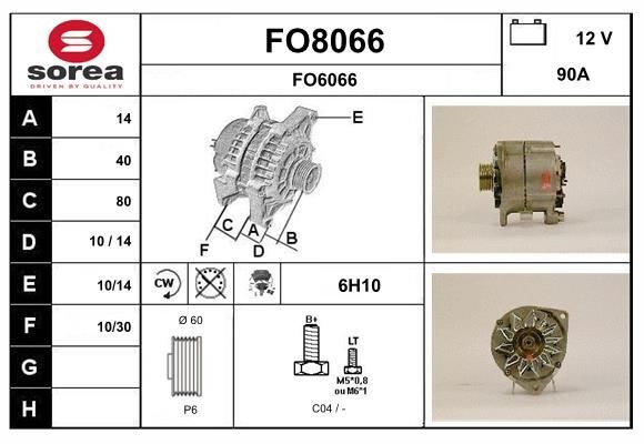 SNRA FO8066: Alternator 90A, cu regulator integrat