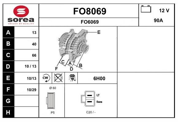 SNRA FO8069: Alternator 90A, cu regulator integrat