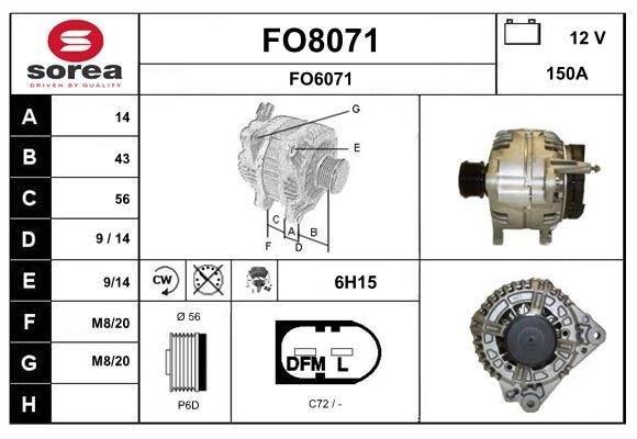 SNRA FO8071: Alternator 150A, cu regulator integrat