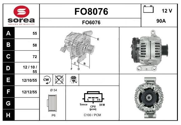SNRA FO8076: Alternátor 90A, so zabudovanym regulatorom