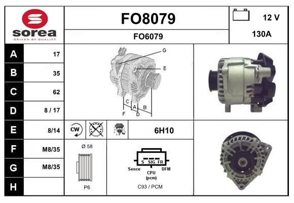 SNRA FO8079: Alternator 130A, cu regulator integrat