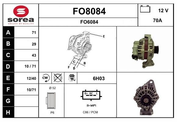 SNRA FO8084: Alternatore 70A, con regolatore integrato