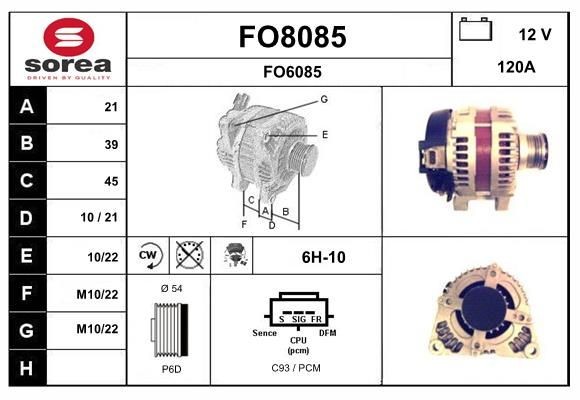 SNRA FO8085: Alternator 120A, cu regulator integrat
