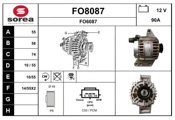 SNRA FO8087: Alternatore 90A, con regolatore integrato