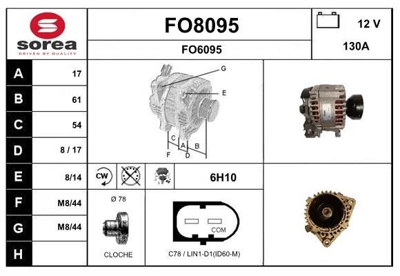 SNRA FO8095: Alternator 130A, cu regulator integrat