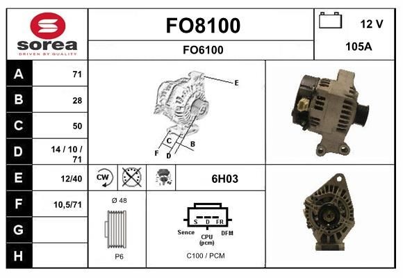 SNRA FO8100: Alternator 105A, cu regulator integrat