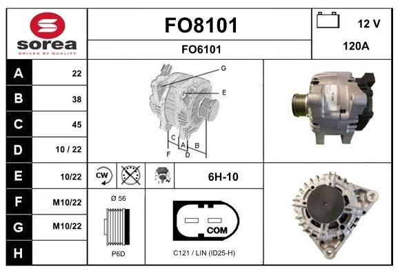 SNRA FO8101: Alternator 120A, cu regulator integrat