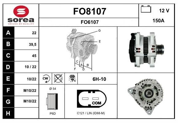 SNRA FO8107: Dynamo 150A, med integrert regulator
