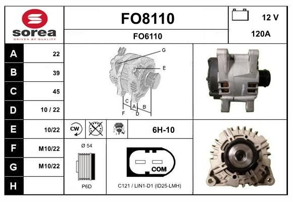 SNRA FO8110: Alternator 120A, cu regulator integrat