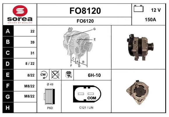 SNRA FO8120: Alternator 150A, cu regulator integrat
