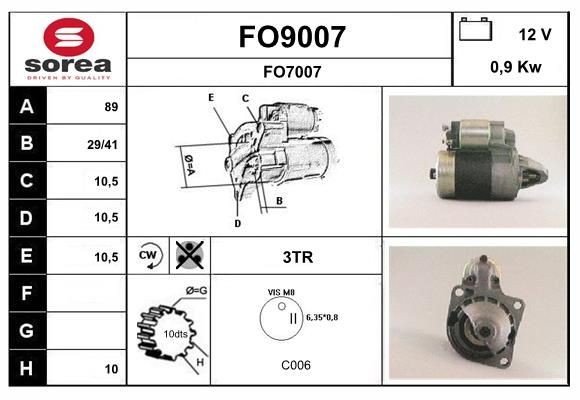SNRA FO9007: Käynnistysmoottori 0,9kW