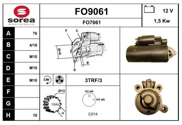 SNRA FO9061: Démarreur 1,5kW