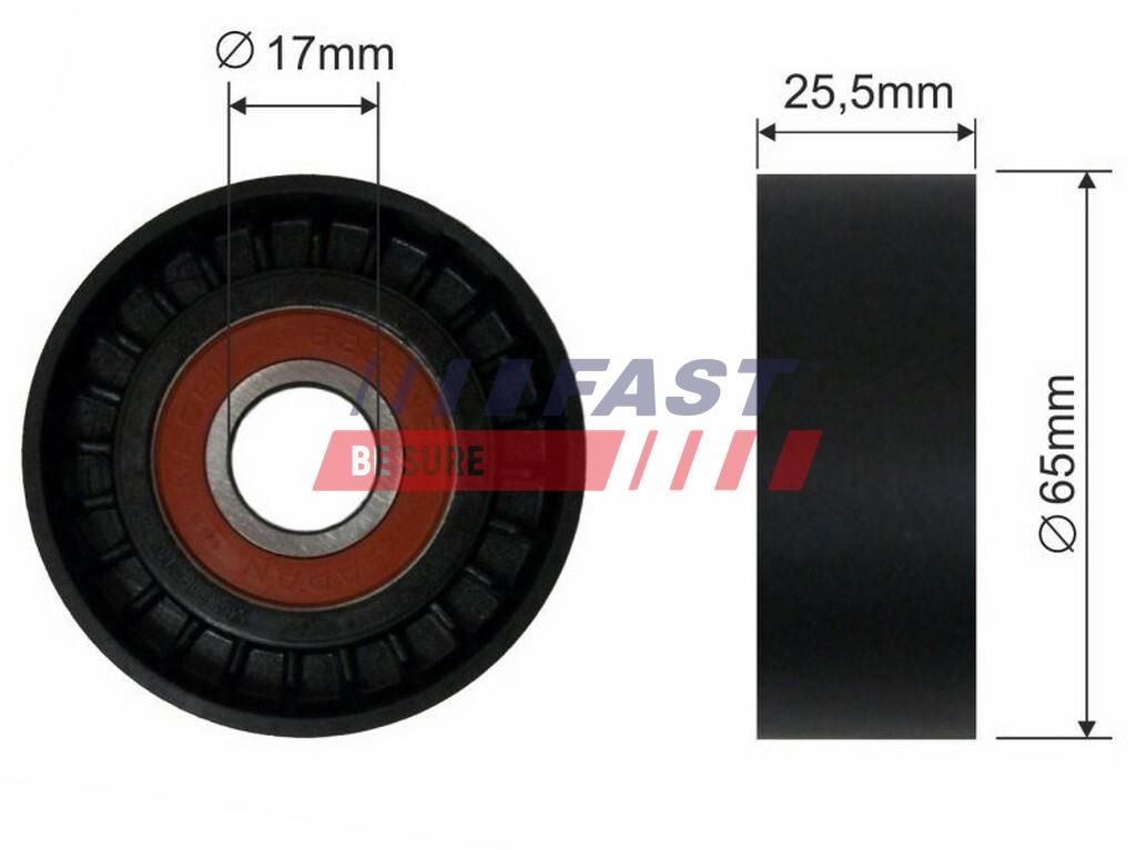 FAST FT44536: Rola intinzator, curea transmisie Ř: 65mm, Ř: 65mm