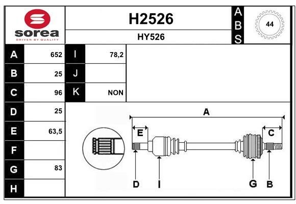 SNRA H2526: Árbol de transmisión 652mm