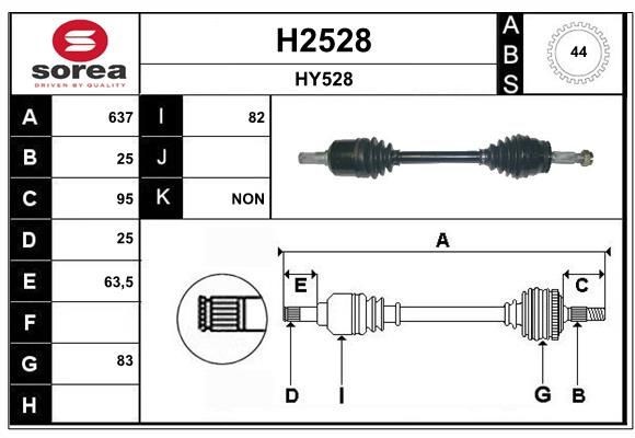 SNRA H2528: Arbre de transmission 637mm