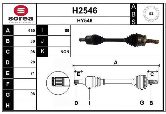 SNRA H2546: Arbre de transmission 660mm