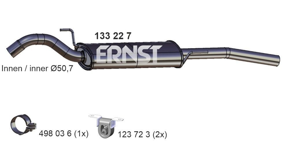 ERNST 133227: Einddemper 1330mm, zonder uitlaateindstuk