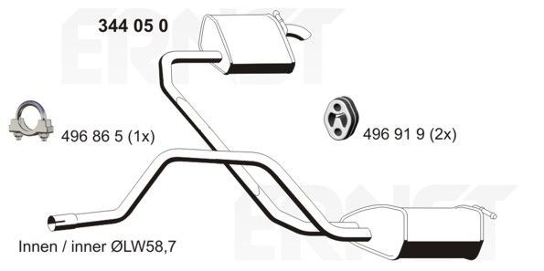 ERNST 344050: Zadni tlumic vyfuku zadní, 1750mm