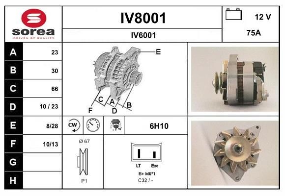 SNRA IV8001: Alternator 75A, cu regulator integrat