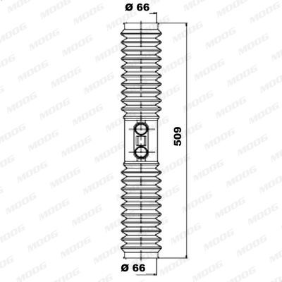 MOOG K150064: Kaitsekummikomplekt, rooliseade esisild vasakul, esisild paremal