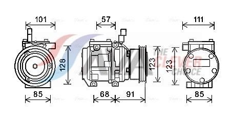 AVA COOLING SYSTEMS KAAK145: Compressore aria condizionata ** CLEVER FIT ** con olio compressore-PAG, con innesto elettromagnetico, senza diodo