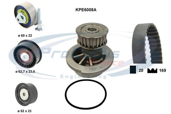PROCODIS FRANCE KPE6008A: Distributieriem set + waterpomp Aantal tanden: 169, Breedte 2 [mm]: 20mm