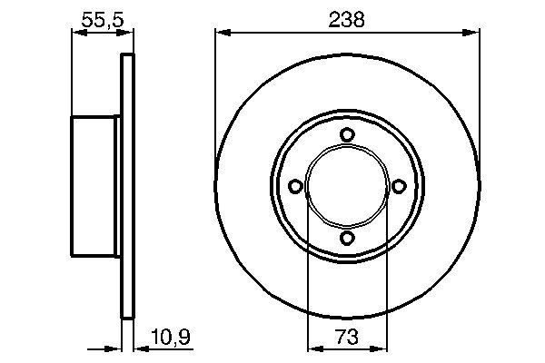 BOSCH 0 986 478 079: Piduriketas Ø: 238mm, täis, Ø: 238mm, õlitatud