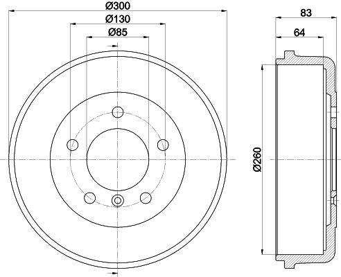 MINTEX MBD012: Piduritrummel 300mm, ilma rattakeskmeta, ilma rattalaagrita, ilma rattakinnituspoltideta